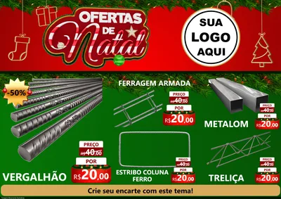Modelo de Encarte para Encarte A4 Horizontal com o tema Ofertas de Natal para Ferragens