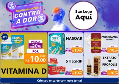Modelo de Encarte para Encarte A4 Horizontal com o tema Contra Dor - Farmácia para Farmácia