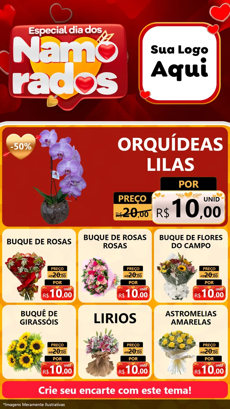 Modelo de Rede Social para Stories com o tema Especial Dia dos Namorados para Floricultura e jardim