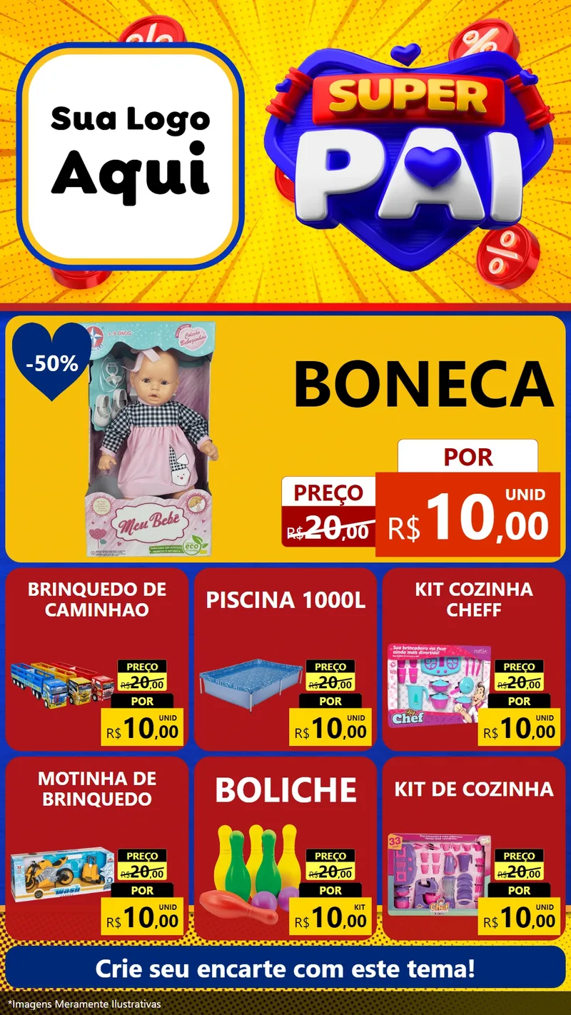 Modelo de Rede Social para Stories com o tema Super Pai para Brinquedos