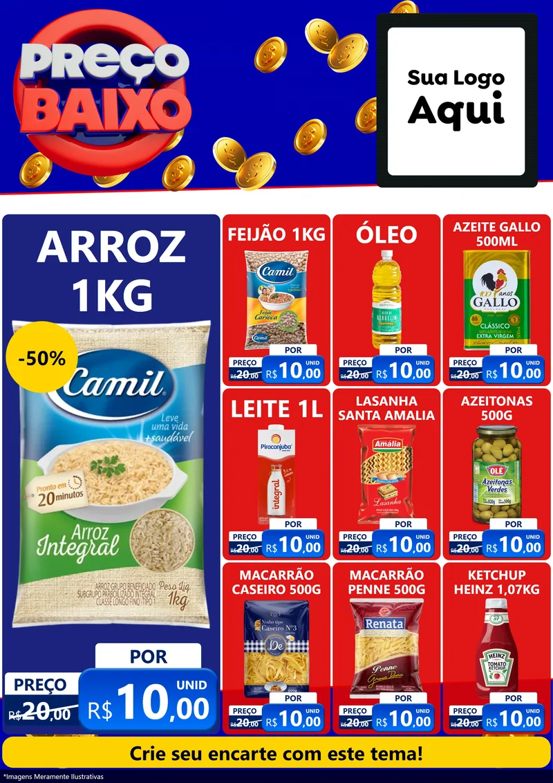 Modelo de Encarte para Encarte A4 Vertical com o tema Preço Baixo para Supermercado
