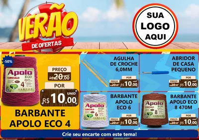 Modelo de Encarte para Encarte A4 Horizontal com o tema Verão de Ofertas para Armarinho e Aviamentos