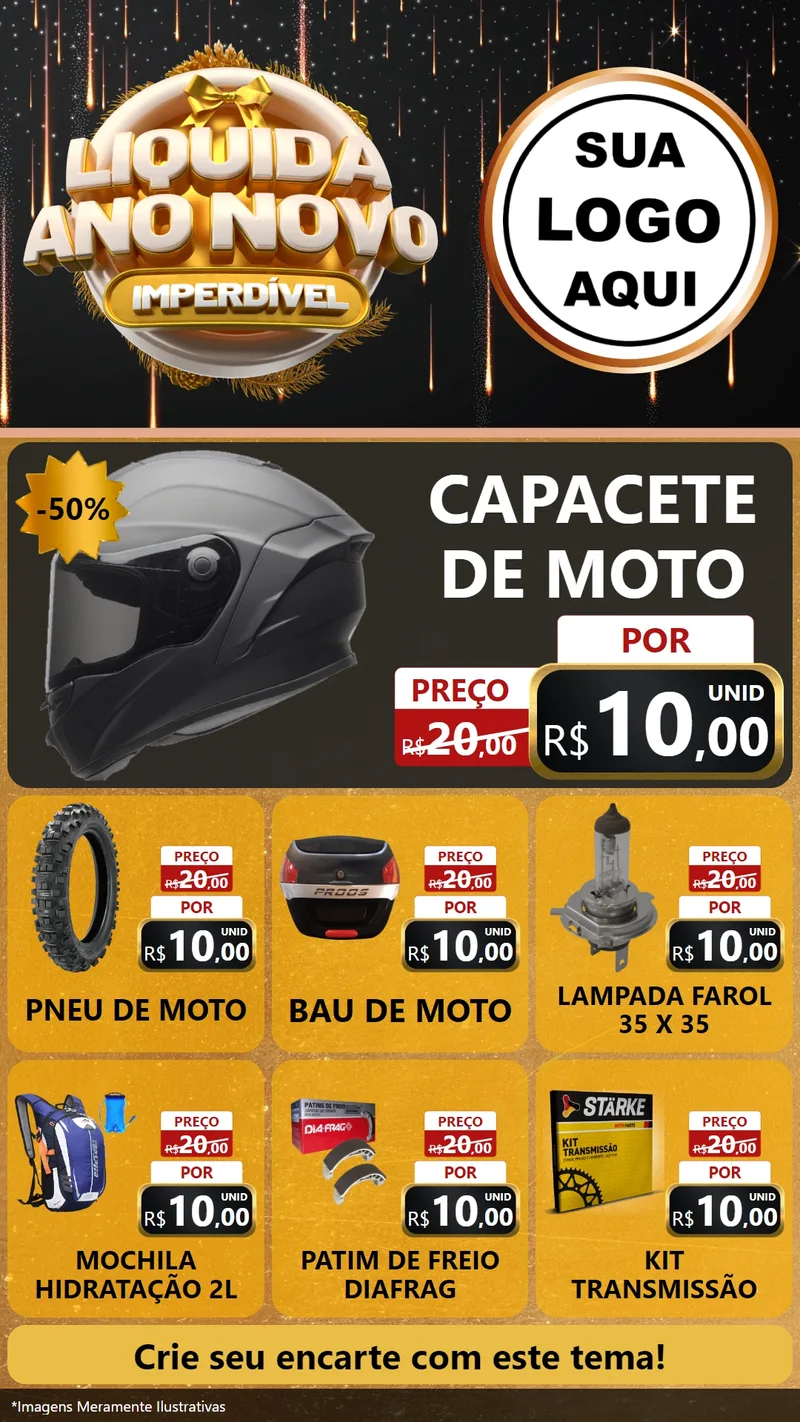 Modelo de Rede Social para Stories com o tema Liquida Ano Novo Imperdível para Moto peças
