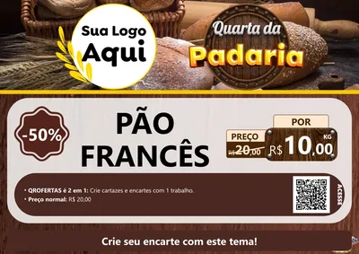 Modelo de Cartaz para Cartaz A4 Horizontal com o tema Quarta da Padaria para Padaria