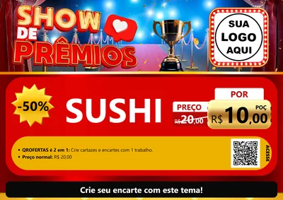 Modelo de Cartaz para Cartaz A4 Horizontal com o tema Show de Prêmios para Comida japonesa