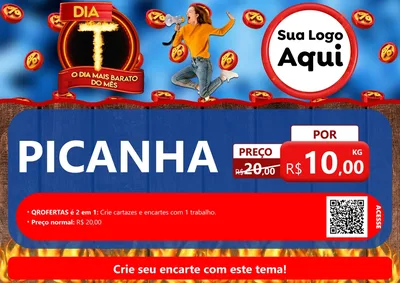 Modelo de Cartaz para Cartaz A4 Horizontal com o tema Dia T - O Dia Mais Barato Do Mês para Açougue