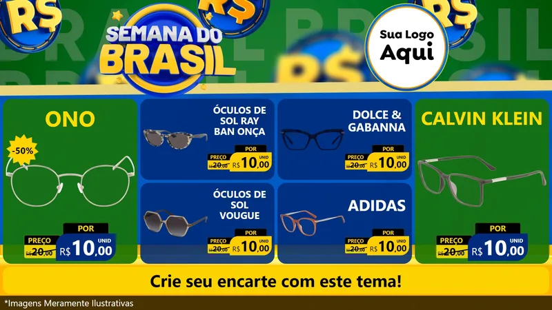 Modelo de TV para TV Horizontal com o tema Semana Do Brasil para Óticas