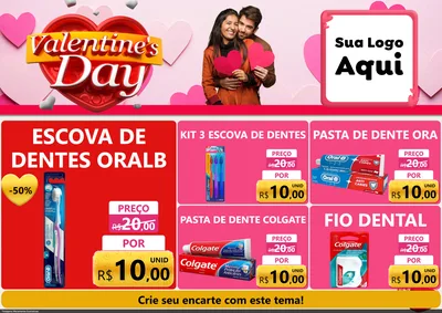 Modelo de Encarte para Encarte A4 Horizontal com o tema Valentine's Day para Higiene Pessoal