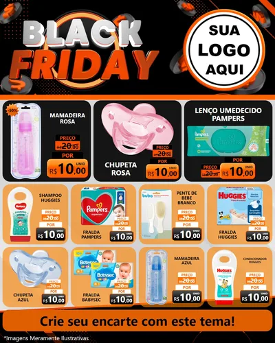 Modelo de Rede Social para Feed Instagram com o tema Black Friday para Bebês