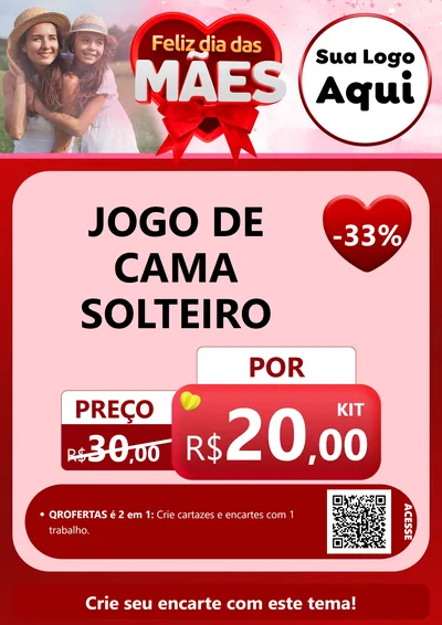 Modelo de Cartaz para Cartaz A4 Vertical com o tema Feliz Dia Das Mães para Cama, Mesa e Banho