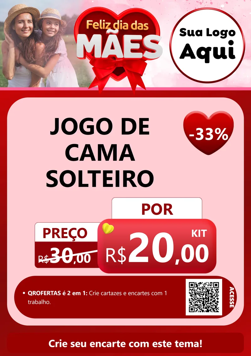 Modelo de Cartaz para Cartaz A4 Vertical com o tema Feliz Dia Das Mães para Cama, Mesa e Banho