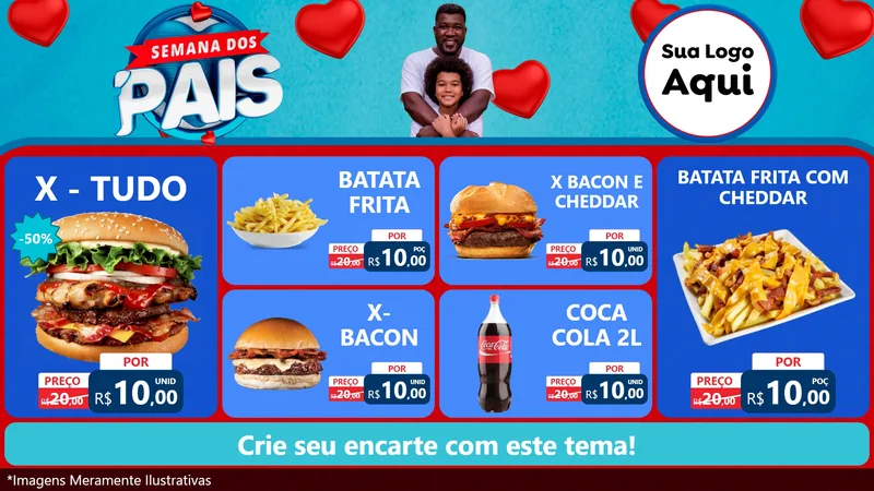 Modelo de TV para TV Horizontal com o tema Semana Dos Pais para Hamburgueria