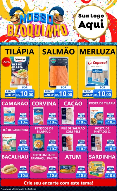Modelo de Encarte para Encarte Grande com o tema Nosso Bloquinho para Peixaria
