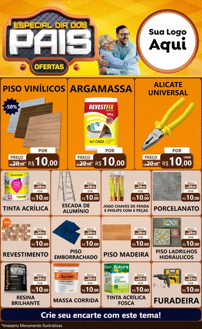 Modelo de Encarte para Encarte Grande com o tema Especial Dia dos Pais para Material para Construção