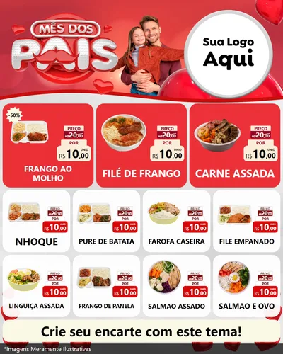 Modelo de Rede Social para Feed Instagram com o tema Mês dos Pais para Restaurante