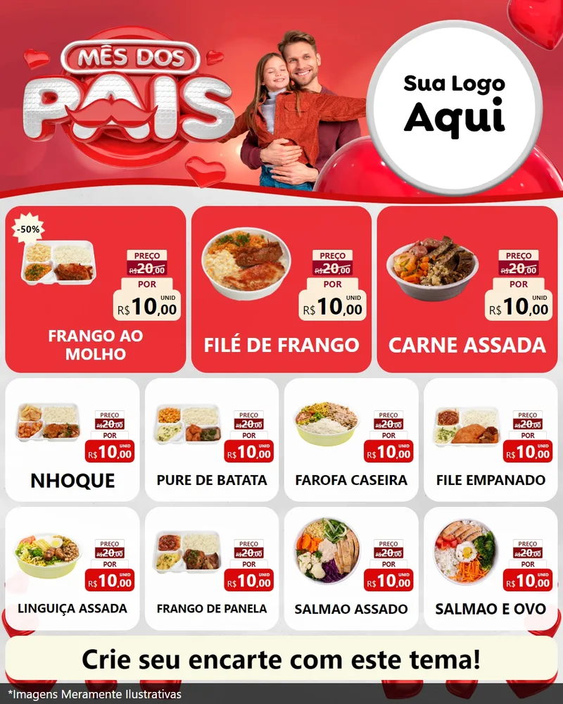 Modelo de Rede Social para Feed Instagram com o tema Mês dos Pais para Restaurante