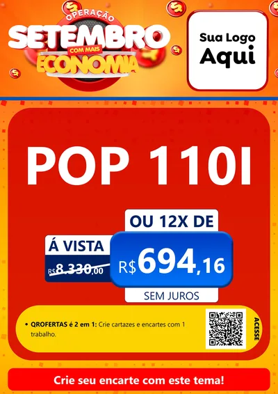 Modelo de Cartaz para Cartaz A4 Vertical com o tema Operação Setembro Com Muita Economia para Concessionaria de Motos