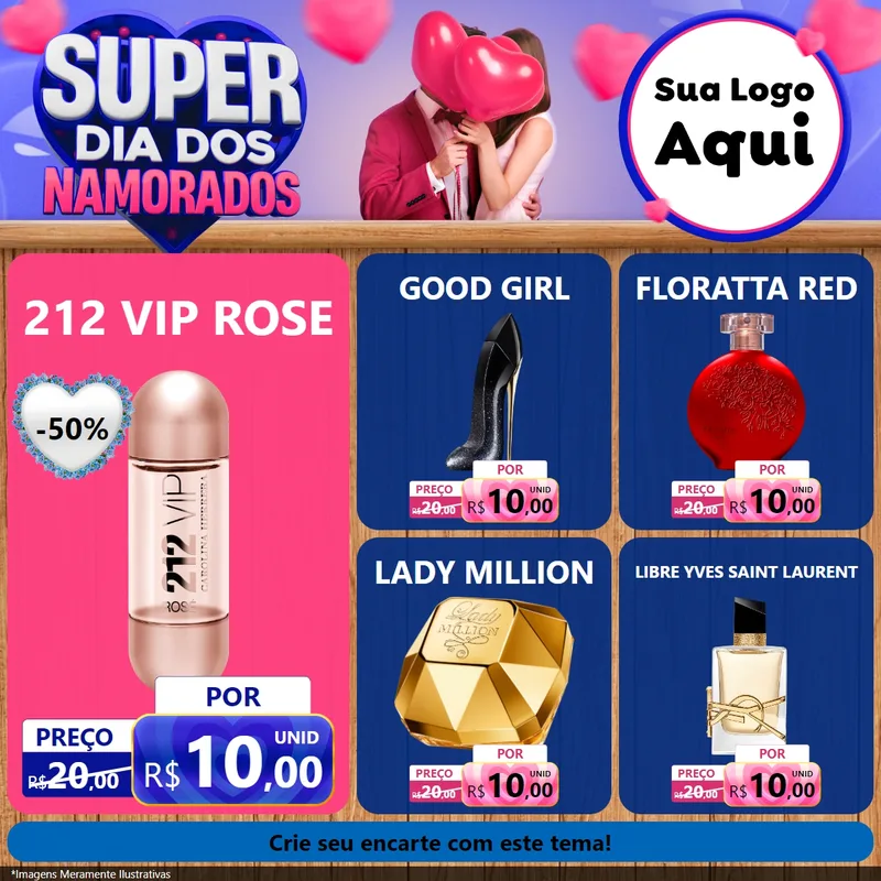 Modelo de Rede Social para Feed Facebook com o tema Super Dia dos Namorados para Perfumes