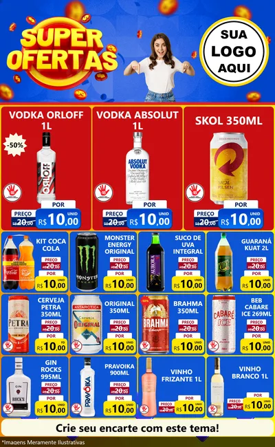 Modelo de Encarte para Encarte Grande com o tema Super Ofertas para Distribuidora de bebidas