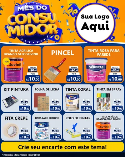 Modelo de Rede Social para Feed Instagram com o tema Mês do Consumidor para Tintas e Ferramentas