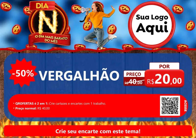 Modelo de Cartaz para Cartaz A4 Horizontal com o tema Dia N - O Dia Mais Barato Do Mês para Ferragens