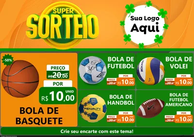 Modelo de Encarte para Encarte A4 Horizontal com o tema Super Sorteio para Artigos Esportivos