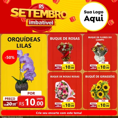Modelo de Rede Social para Feed Facebook com o tema Setembro Imbatível para Floricultura e jardim