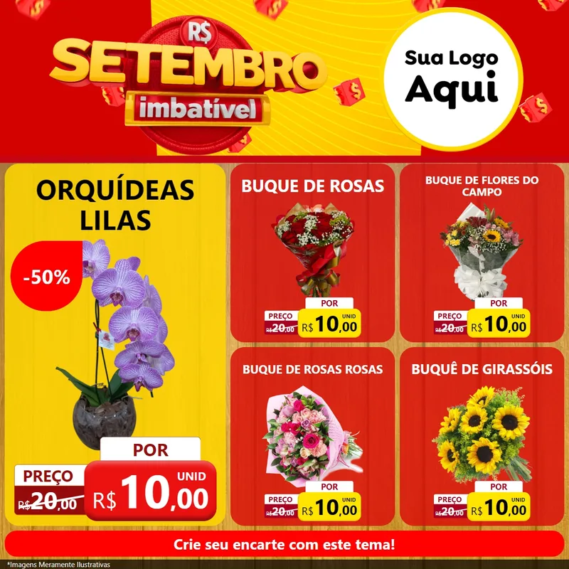 Modelo de Rede Social para Feed Facebook com o tema Setembro Imbatível para Floricultura e jardim