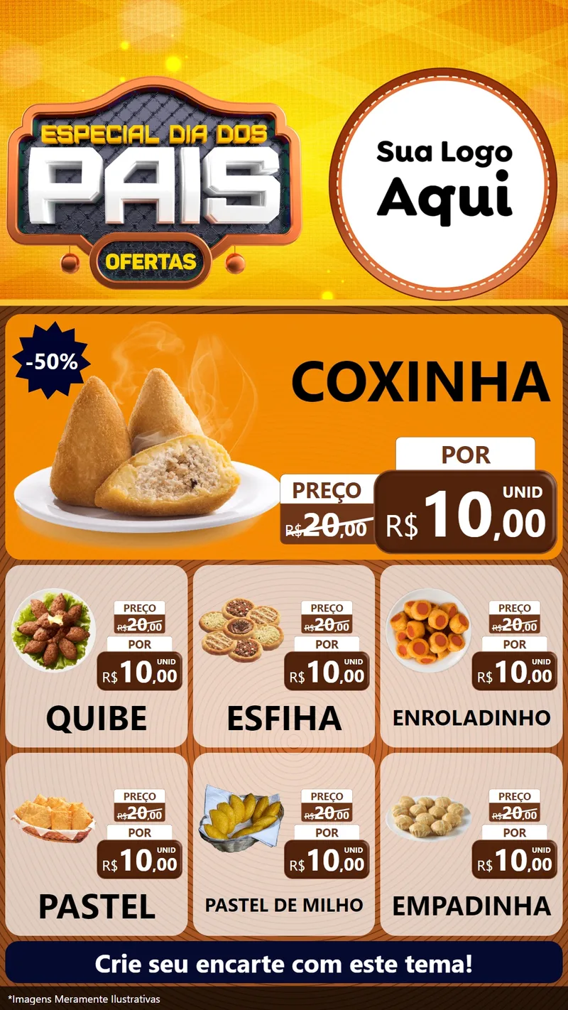 Modelo de Rede Social para Stories com o tema Especial Dia dos Pais para Salgadaria