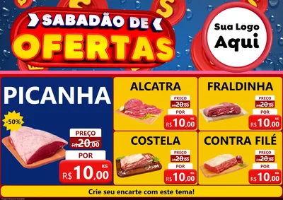 Modelo de Encarte para Encarte A4 Horizontal com o tema Sabadão de Ofertas para Açougue