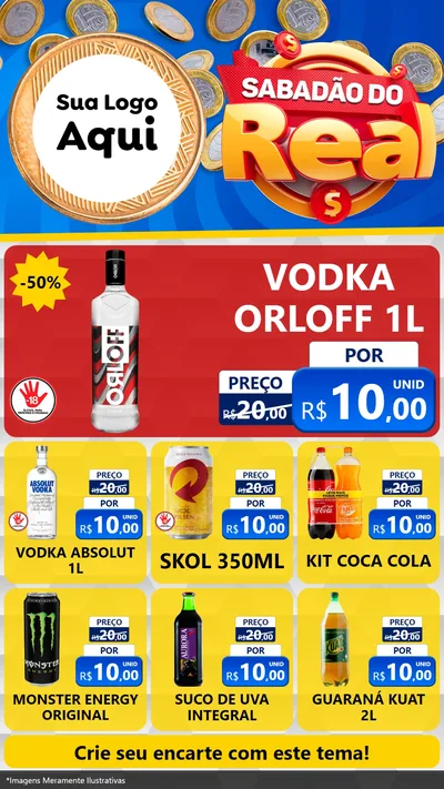 Modelo de Rede Social para Stories com o tema Sabadão do Real para Distribuidora de bebidas