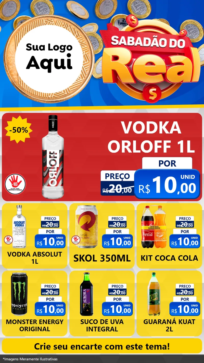 Modelo de Rede Social para Stories com o tema Sabadão do Real para Distribuidora de bebidas