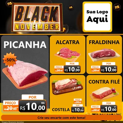 Modelo de Rede Social para Feed Facebook com o tema Black November para Açougue
