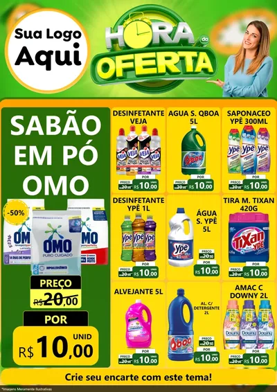 Modelo de Encarte para Encarte A4 Vertical com o tema Hora da Oferta para Produtos de Limpeza
