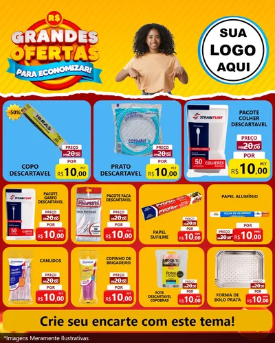 Modelo de Rede Social para Feed Instagram com o tema Grandes Ofertas Para Economizar! para Embalagens