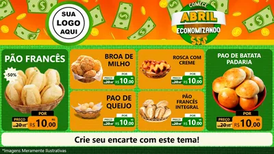 Modelo de TV para TV Horizontal com o tema Comece Abril Economizando para Padaria