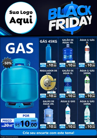 Modelo de Encarte para Encarte A4 Vertical com o tema Black Friday para Água e gás