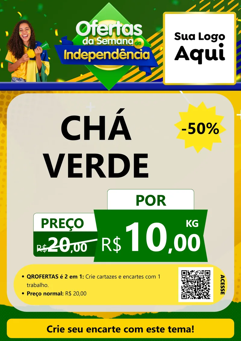 Modelo de Cartaz para Cartaz A4 Vertical com o tema Ofertas da Semana da Independência para Produtos Naturais