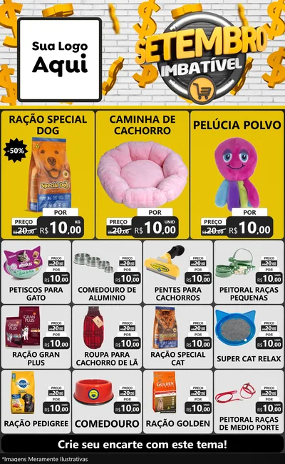 Modelo de Encarte para Encarte Grande com o tema Setembro Imbatível para Pet Shop