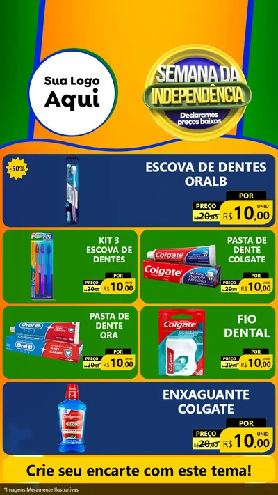 Modelo de TV para TV Vertical com o tema Semana da Independência Declaramos Preços Baixos para Higiene Pessoal
