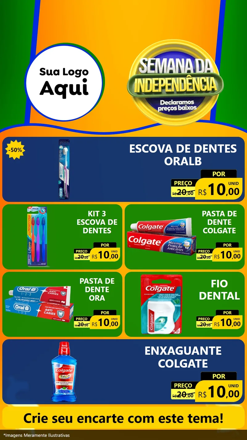 Modelo de TV para TV Vertical com o tema Semana da Independência Declaramos Preços Baixos para Higiene Pessoal