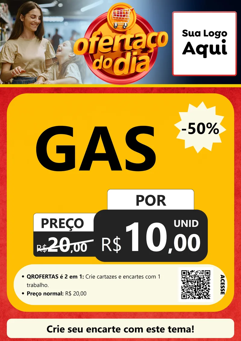 Modelo de Cartaz para Cartaz A4 Vertical com o tema Ofertaço Do Dia para Água e gás