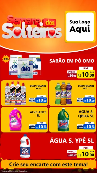 Modelo de TV para TV Vertical com o tema Semana dos Solteiros para Produtos de Limpeza