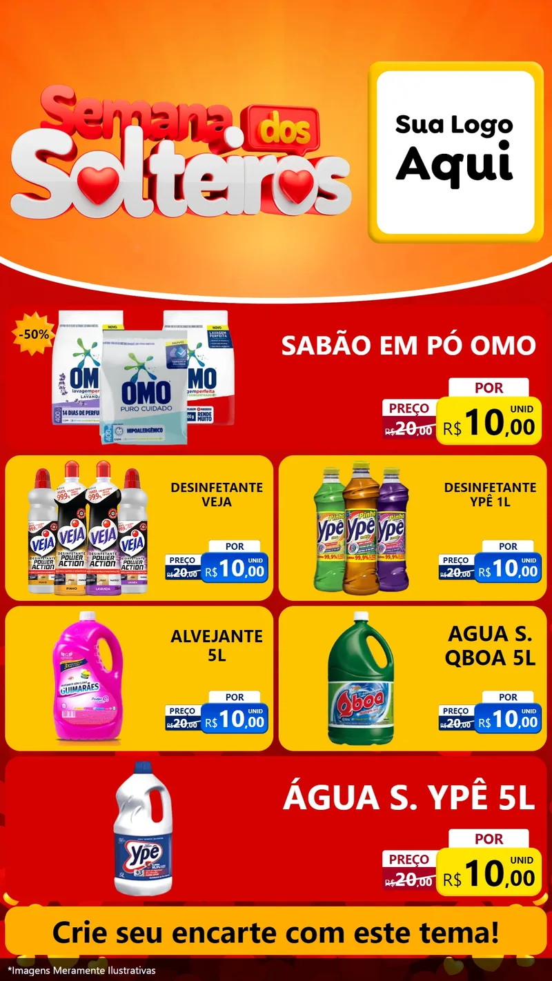Modelo de TV para TV Vertical com o tema Semana dos Solteiros para Produtos de Limpeza