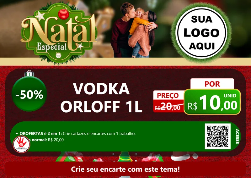 Modelo de Cartaz para Cartaz A4 Horizontal com o tema Natal Especial para Distribuidora de bebidas