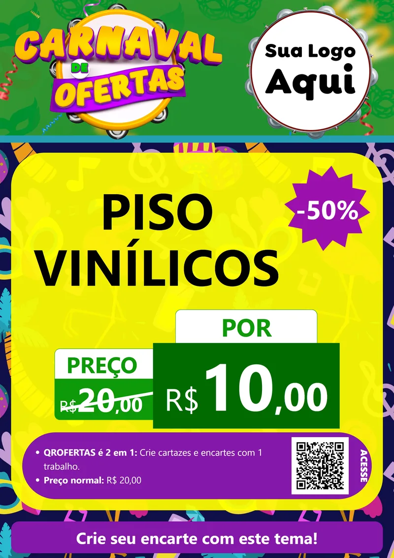 Modelo de Cartaz para Cartaz A4 Vertical com o tema Carnaval de Ofertas para Material para Construção