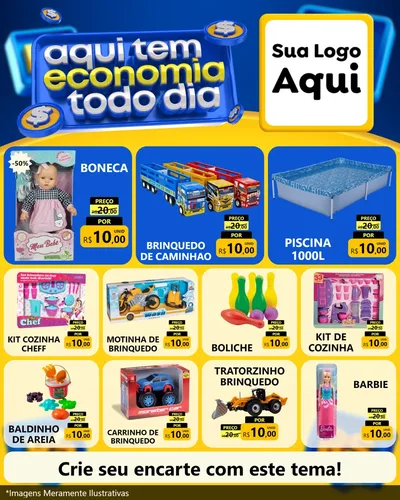 Modelo de Rede Social para Feed Instagram com o tema Aqui Tem Economia Todo Dia para Brinquedos