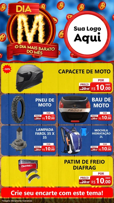 Modelo de TV para TV Vertical com o tema Dia M - O Dia Mais Barato Do Mês para Moto peças