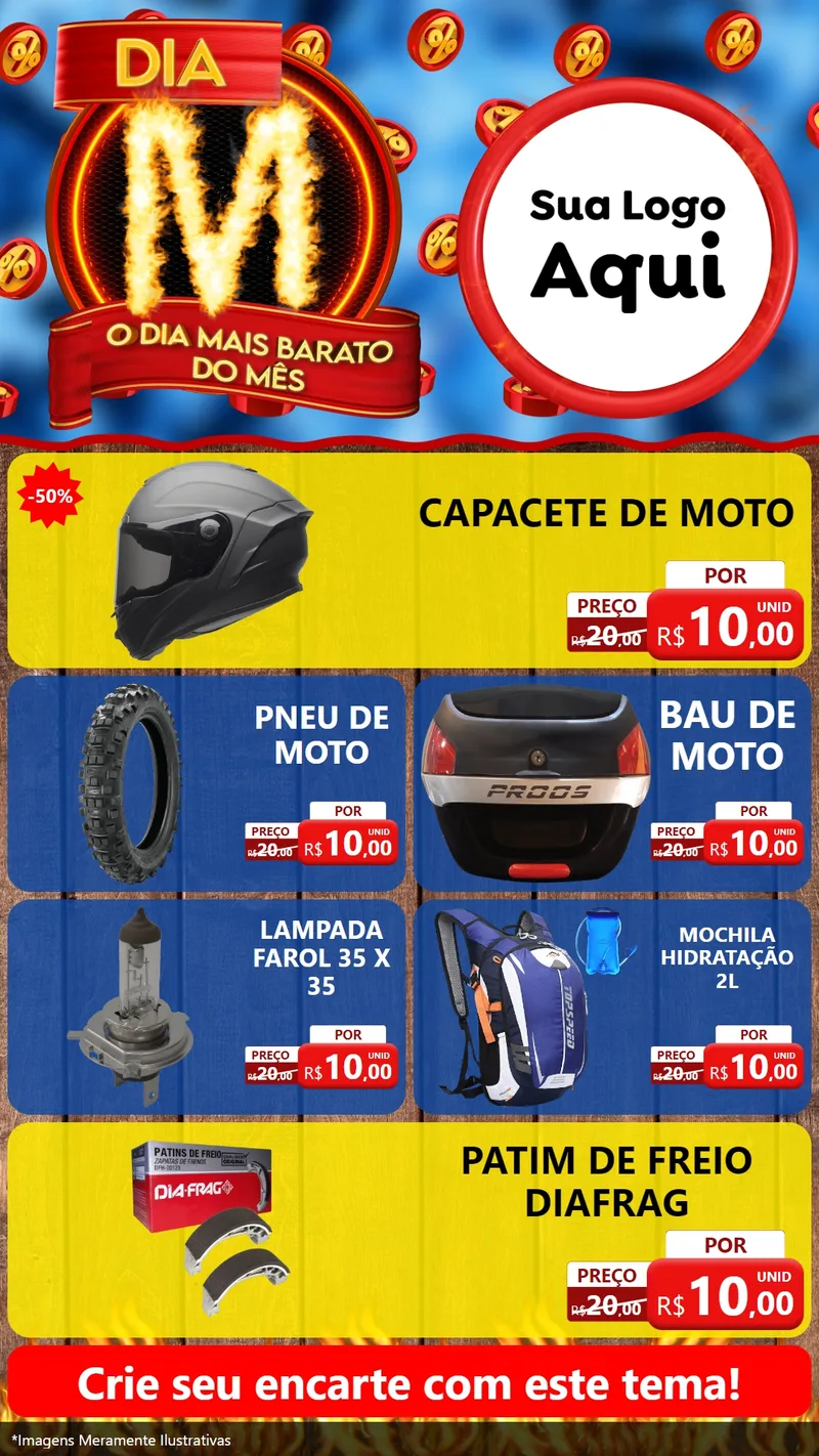 Modelo de TV para TV Vertical com o tema Dia M - O Dia Mais Barato Do Mês para Moto peças