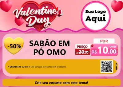 Modelo de Cartaz para Cartaz A4 Horizontal com o tema Valentine's Day para Produtos de Limpeza